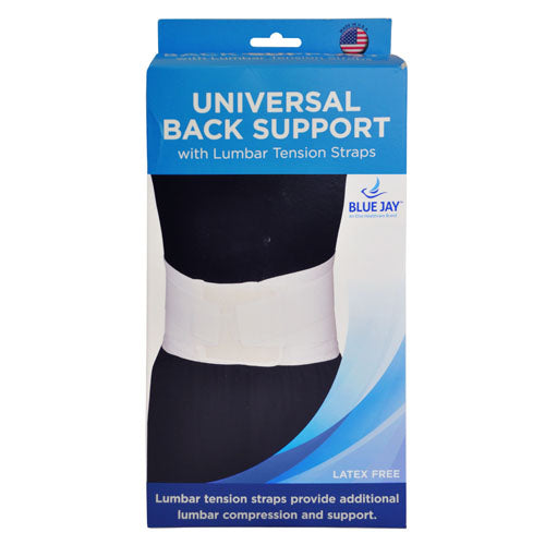 Blue Jay Univ Back Support w/Lumbar Tension Straps-White - Precision Lab Works
