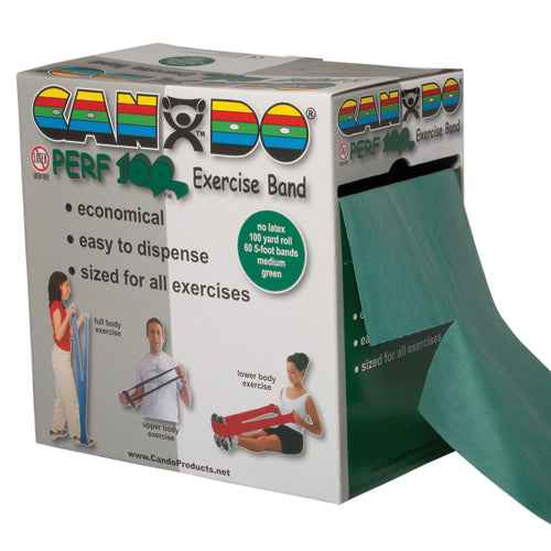 Cando No Latex Exercise Band Green Medium 100yd Dspnser Box