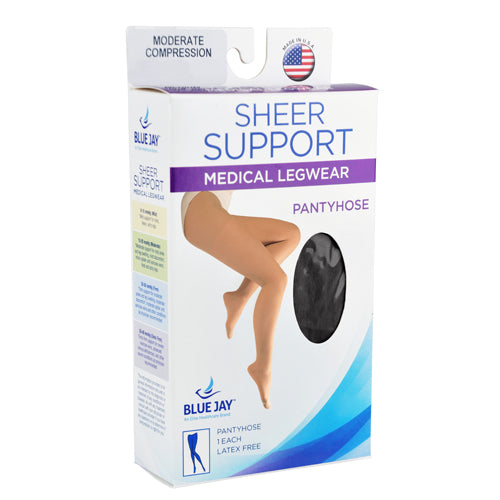 Ladies' Sheer Firm Spt  Medium 20-30mmHg  Panty Hose  Black - Precision Lab Works