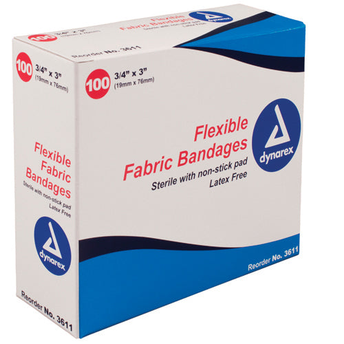 Flexible Fabric Bandages 3/4 x3  Sterile Bx/100 - Precision Lab Works