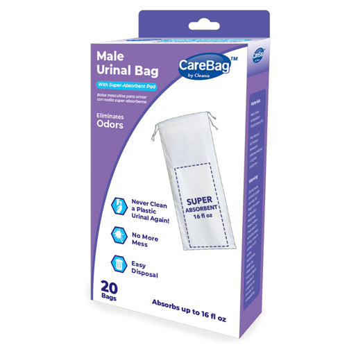 CareBag Men's Urinal Bag w/Super Absorb Pad Box/20 - Precision Lab Works