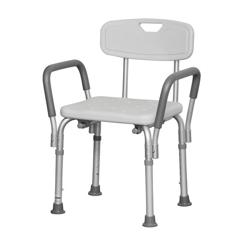 Bath Bench Adj Ht. w/Back-KD Remov. Padded Arms  (PMI) - Precision Lab Works