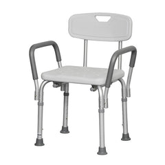 Bath Bench Adj Ht. w/Back-KD Remov. Padded Arms  (PMI) - Precision Lab Works