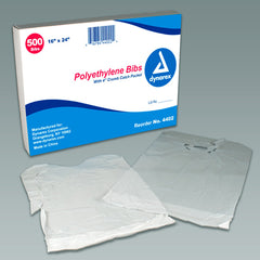 Disposable Polyethylene Bibs W/Crumb Pocket 16 x24  Bx/500 - Precision Lab Works