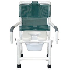 Shower Chair 18 W w/Soft Seat Elongated DropArm Square Pail - Precision Lab Works