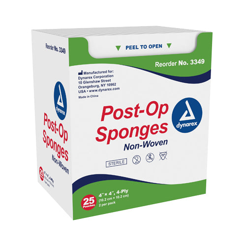 Post-Op Sponges Sterile 4  x 4   8 ply  25-2/pk - Precision Lab Works