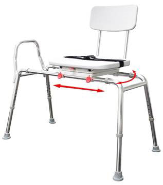 Snap-N-Save Sliding Transfer Bench Swivel Seat/Back - Precision Lab Works