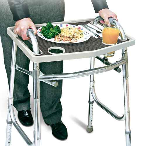 Walker Tray w/ Grip Mat  Gray