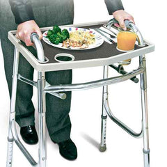 Walker Tray w/ Grip Mat  Gray