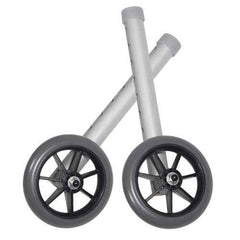Drive Universal Walker Wheels 5 Inch Fixed with Rear Glide Caps Pair 350 lb