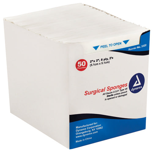 Gauze Sponges Sterile 2's 3 X 3 -12ply (25-2's per tray) - Precision Lab Works