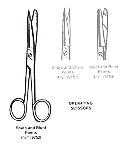 Operating Scissors- Sharp/Blunt- 4 1/2  Straight - Precision Lab Works