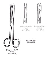 Operating Scissors- Sharp/Blunt- 4 1/2  Straight - Precision Lab Works