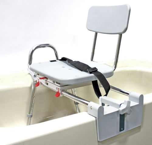 Snap-N- Save Sliding Tub-Mount Transfer Bench w/Swivel Seat - Precision Lab Works