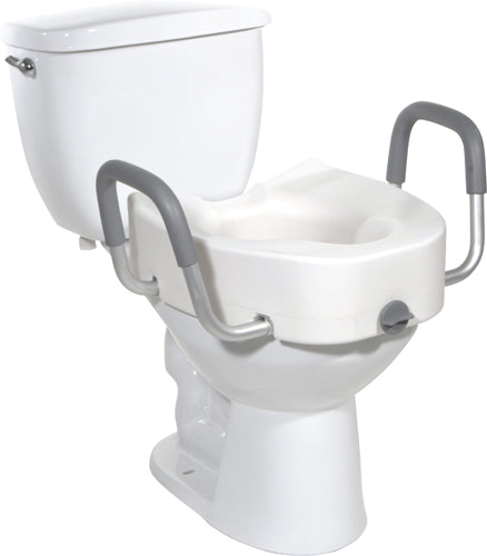 Raised Toilet Seat With Lock & Alum Det Arms Elongated - Precision Lab Works