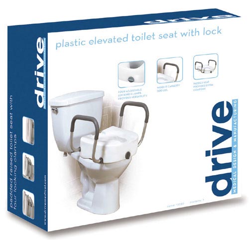 Raised Toilet Seat With Lock & Alum Det Arms Elongated - Precision Lab Works