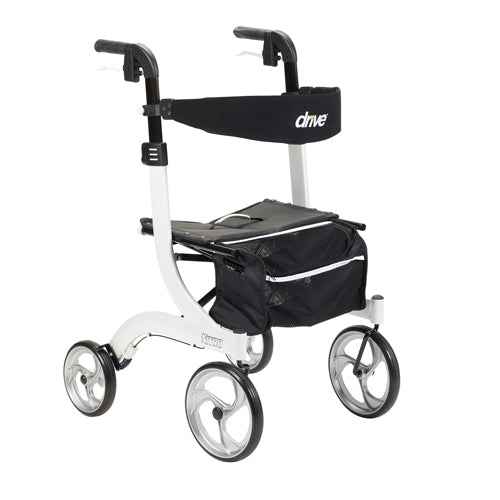 Nitro Rollator Black, Euro‑Style, 10" Casters, Folding, Lightweight, 300 lb