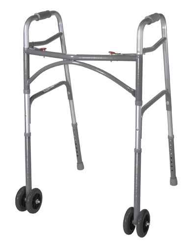 Bariatric Folding Walker w/ Wheels 600 lb Cap Aluminum Wide Heavy Duty Adult