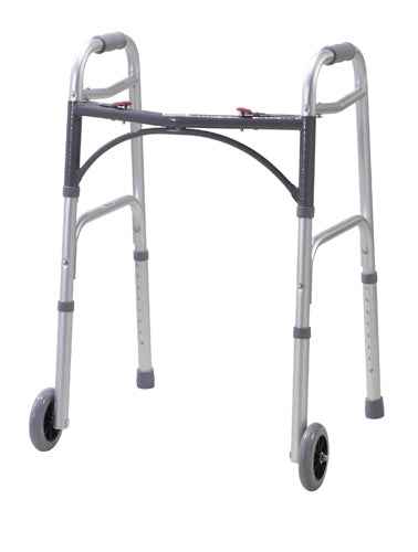 Walker Folding 2-Button Adult W/5" Wheels Deluxe (Drive) Cs/4