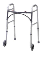 Walker Folding 2-Button Adult W/5" Wheels Deluxe (Drive) Cs/4