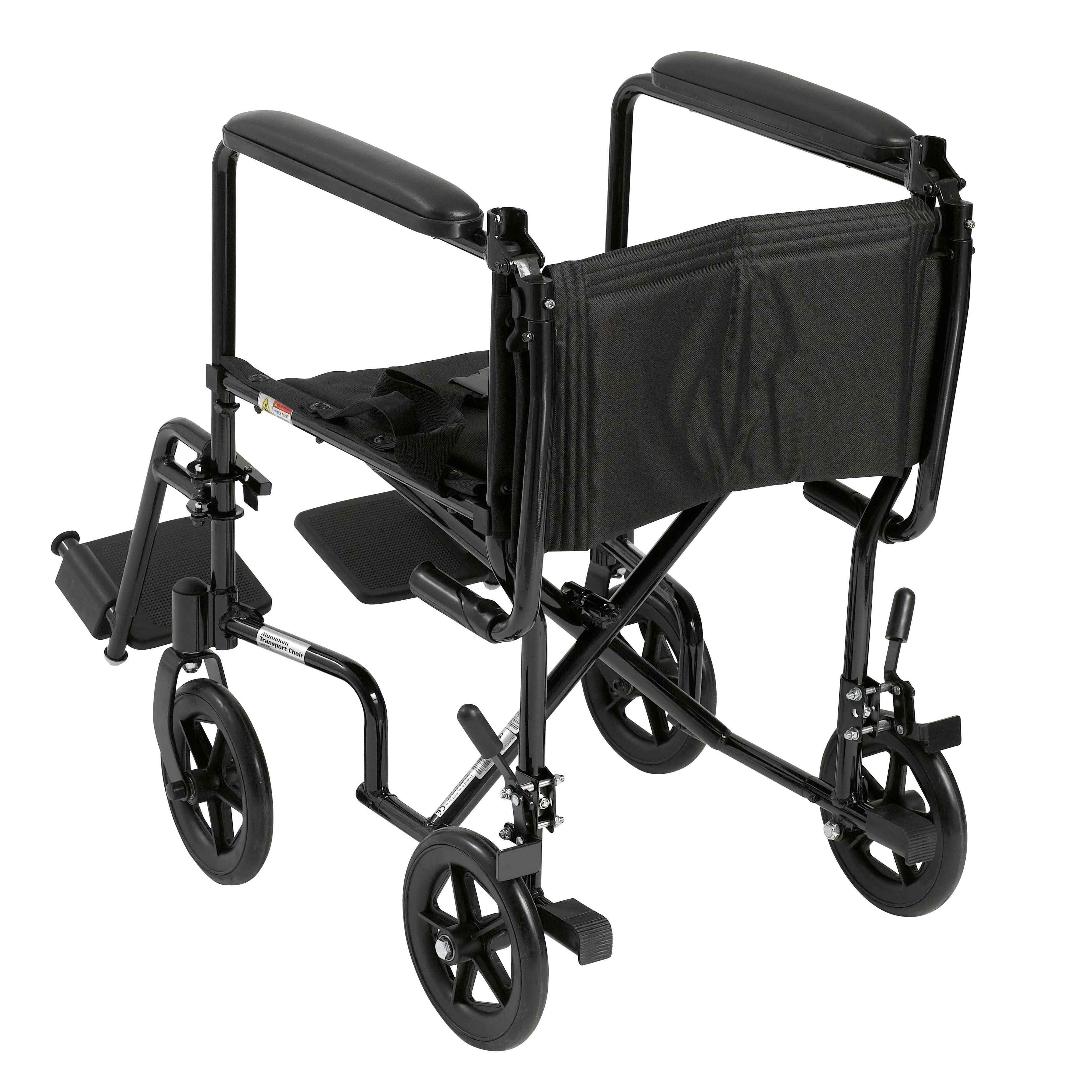 Drive Wheelchair Transport Chair Lightweight Aluminum 19"-Black