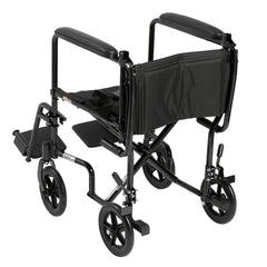 Drive Wheelchair Transport Chair Lightweight Aluminum 19"-Black