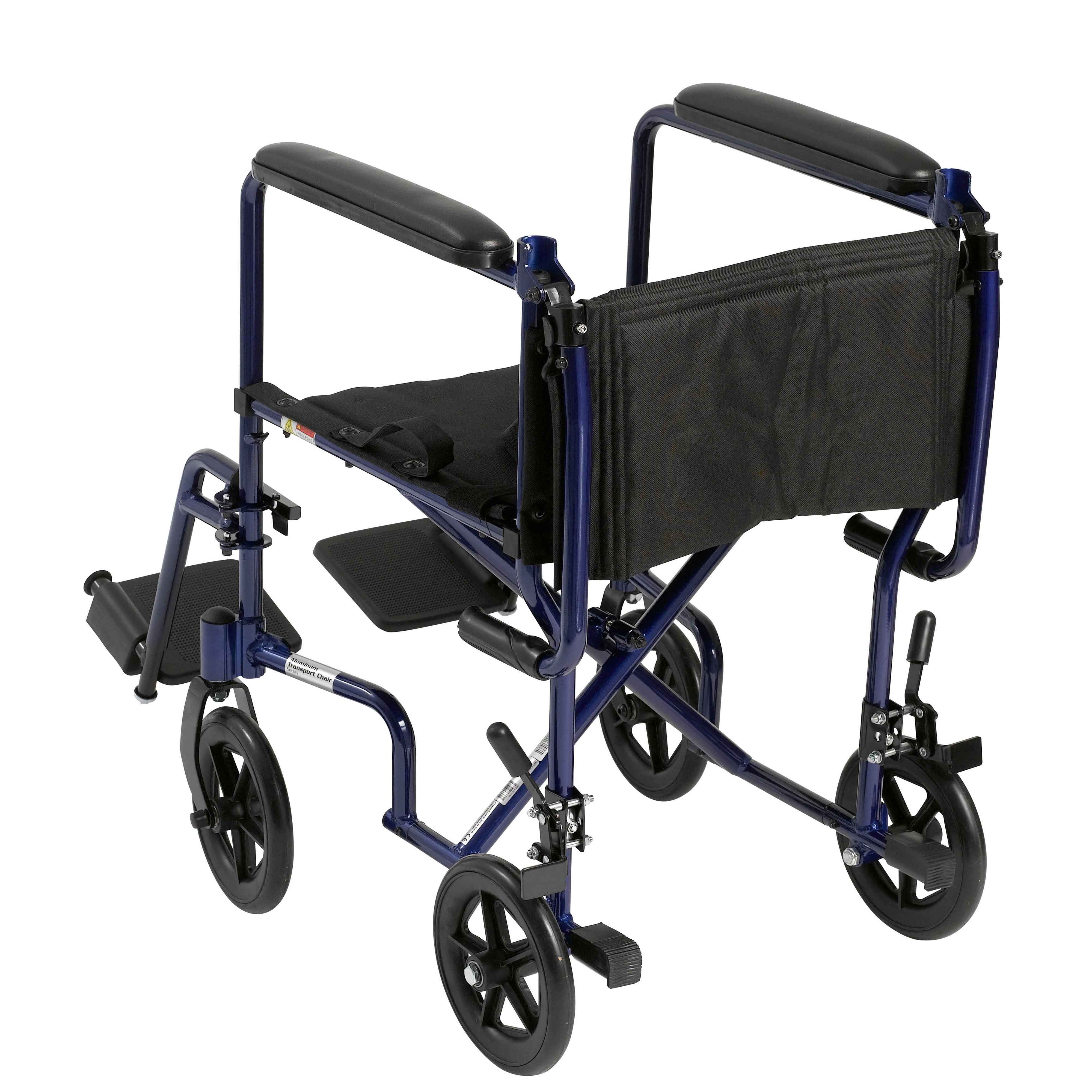 Drive Wheelchair Transport Chair Lightweight Aluminum 19"-Blue
