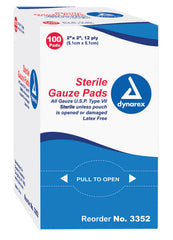 Gauze Sponges Sterile- 1's 2 X 2 -12ply Bx/100 - Precision Lab Works