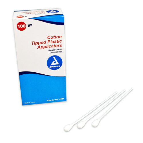 Mouth/Throat 8  Cotton-Tipped Applicators Bx/100 Non-Sterile - Precision Lab Works
