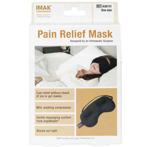 IMAK Eye Pillow Pain Relief Mask – Black, ergoBeads, Freezable, Universal Size