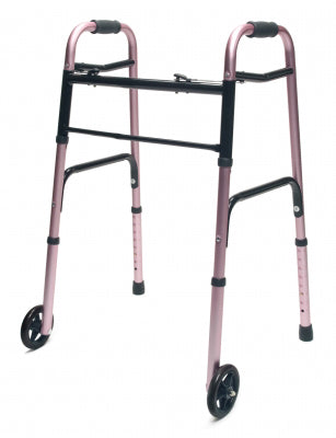 Walker  Adult w/5  Wheels Folding  Pink  Case of 2 - Precision Lab Works