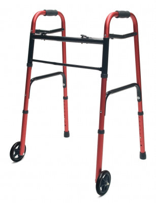 Walker  Adult w/5  Wheels Folding  Red  Case of 2 - Precision Lab Works