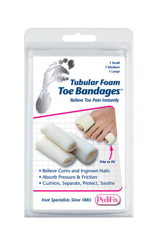 Tubular-Foam Toe Bandage Pk/3 (1 ea  S M L) - Precision Lab Works