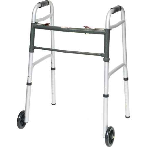 ProBasics Adult Folding Walker w/ 5" Wheels – Lightweight Aluminum, 300 lb Cs/4