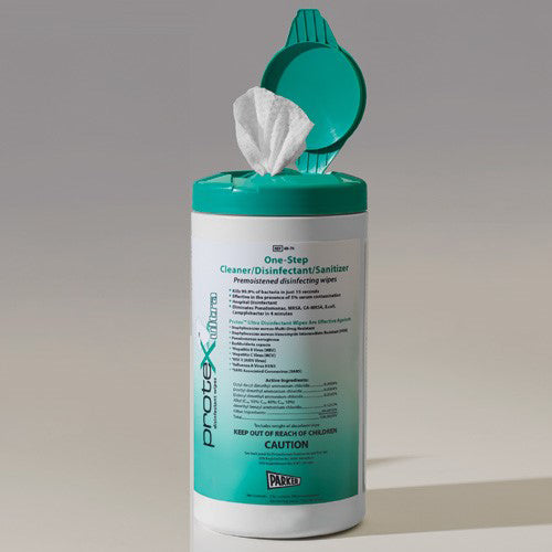 Protex Ultra Disinfectant Wipe 75 ct canister 7 x9.5 Textured - Precision Lab Works