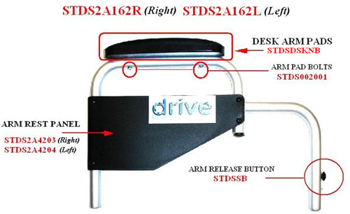 Left Arm Rest Assembly only for Polywog Rollators - Precision Lab Works